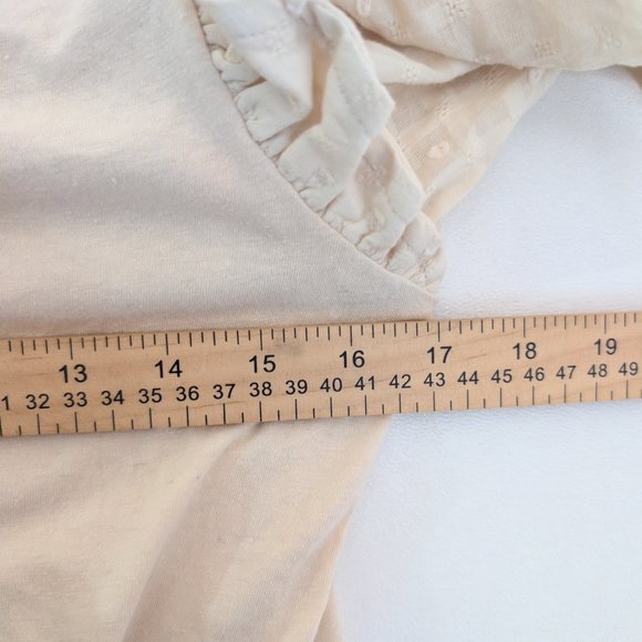 Anthropologie White Puff-Sleeve‎ Henley Top Size L NWT - Picture 10 of 11